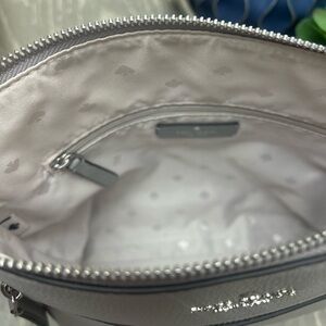 kate spade gray leather crossbody bag with silver hardware